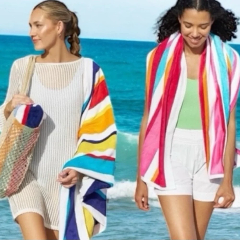 Colorful Striped Cotton Beach Towels New Without Tags